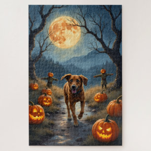 Engelse Foxhound Maanverlichte Halloween Trail Kun Legpuzzel