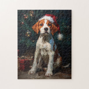 Engelse Foxhound Puppy Kerstschilderij Legpuzzel