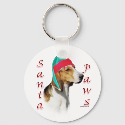 Engelse Foxhound Santa Paws Sleutelhanger (Voorkant)