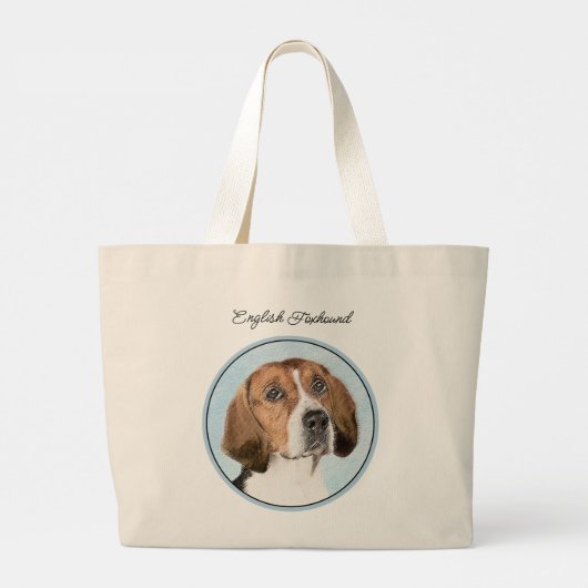 Engelse Foxhound Schilderij Schattigee Originele H Grote Tote Bag (Achterkant)