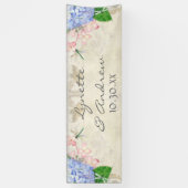 Engelse Garden Blue Hydrangea Dragonfly Waterverf Spandoek (Verticaal)