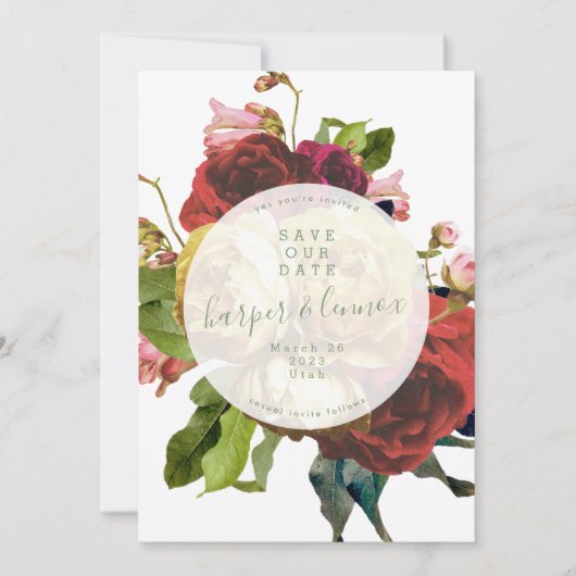 Engelse Garden Boho Rozen Circle Save the Date (Voorkant)