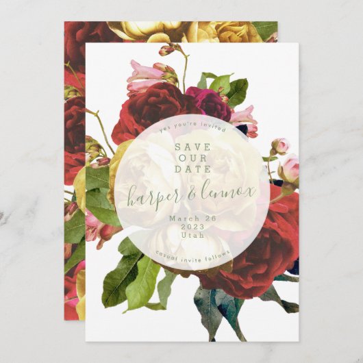 Engelse Garden Boho Rozen Circle Save the Date (Voorkant / Achterkant)