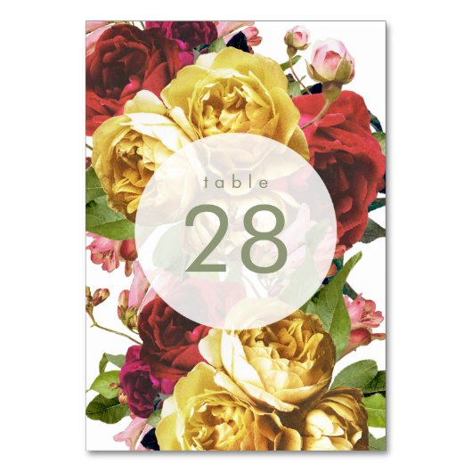 Engelse Garden Boho Rozen Wedding Table Numbers Kaart (Voorkant)