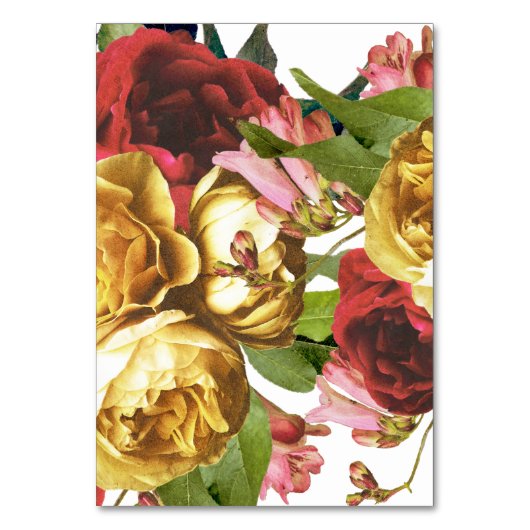 Engelse Garden Boho Rozen Wedding Table Numbers Kaart (Achterkant)