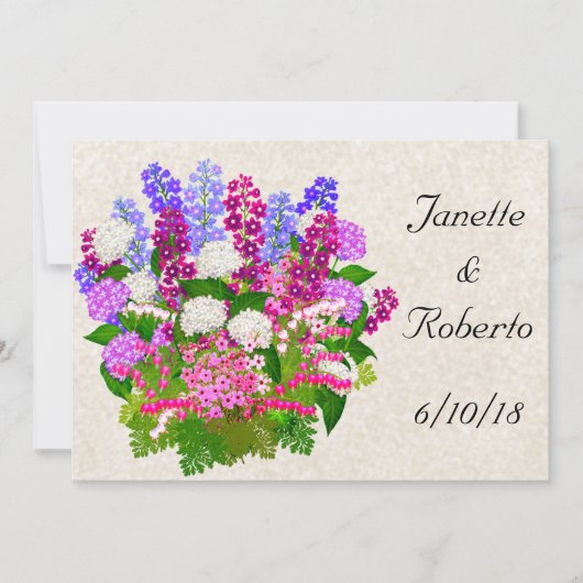 Engelse Garden Floral Bouquet Wedding Invitation Kaart (Voorkant)