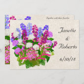 Engelse Garden Floral Bouquet Wedding Invitation Kaart (Voorkant / Achterkant)