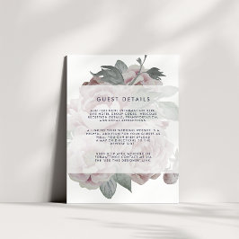 Engelse Garden Floral Wedding Guest Details Informatiekaartje