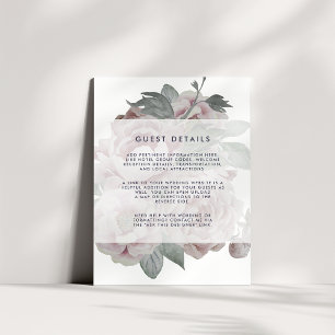 Engelse Garden Floral Wedding Guest Details Informatiekaartje