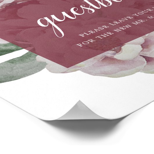 Engelse Garden Marsala Wedding Guestbook Poster (Hoek)