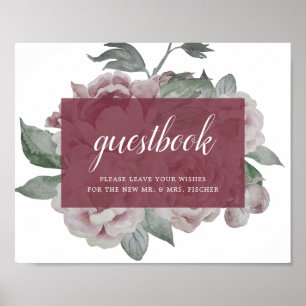 Engelse Garden Marsala Wedding Guestbook Poster
