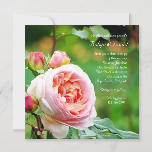 Engelse Garden Roos Wedding Invitation Kaart (Voorkant)