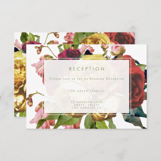 Engelse Garden  Roos Wedding Reception Card Informatiekaartje (Voorkant / Achterkant)