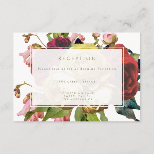 Engelse Garden  Roos Wedding Reception Card Informatiekaartje (Voorkant)