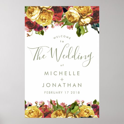 Engelse Garden  Rozen Weddenschap Welkom Poster (Voorkant)