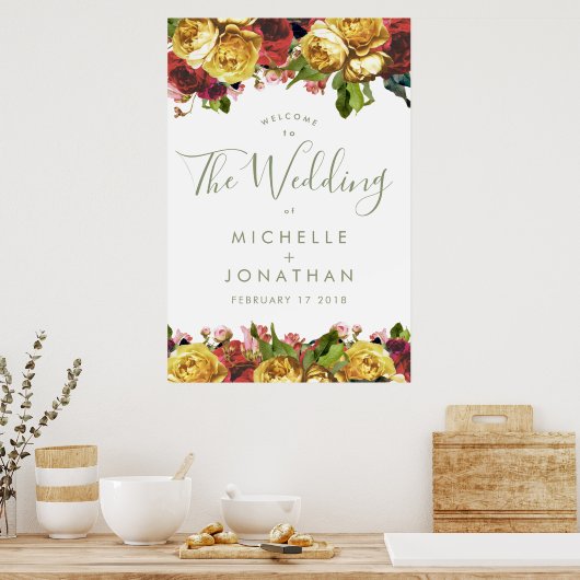 Engelse Garden  Rozen Weddenschap Welkom Poster (Keuken)