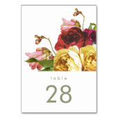 Engelse Garden  Rozen Wedding Table Numbers Kaart (Voorkant)