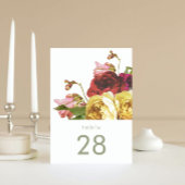 Engelse Garden  Rozen Wedding Table Numbers Kaart