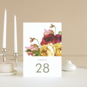 Engelse Garden  Rozen Wedding Table Numbers Kaart