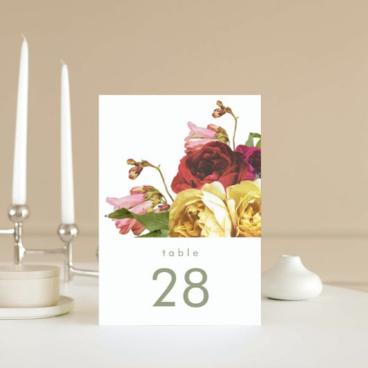 Engelse Garden  Rozen Wedding Table Numbers Kaart