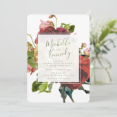 Engelse Garden Rozen Wedding Uitnodiging (Staand voorkant)