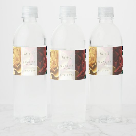 Engelse Garden Rozen Wedding Waterfles Etiket (Flessen)