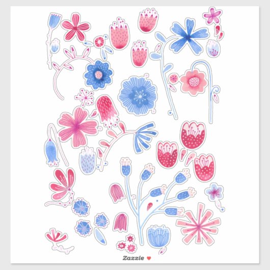 Engelse Garden Waterverf Flowers Sticker (Vel)