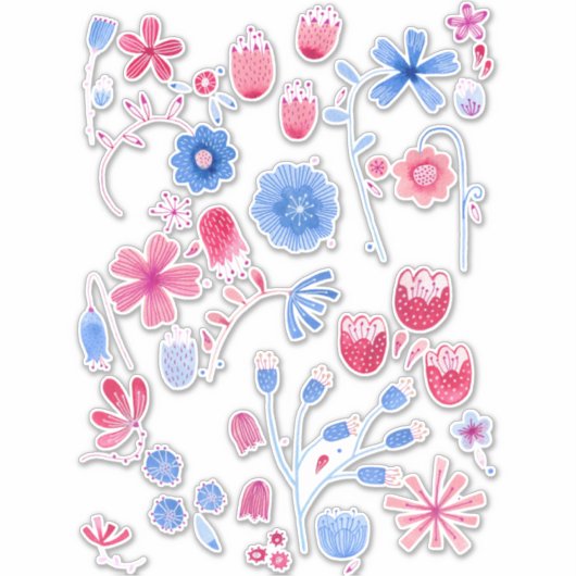 Engelse Garden Waterverf Flowers Sticker (Voorkant)
