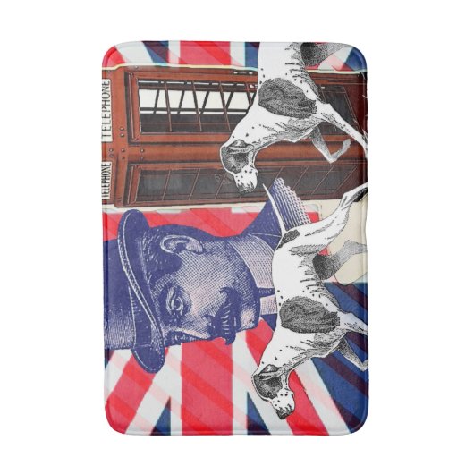 Engelse Gentleman Telefoon Booth Union jack vlag Badmat (Voorkant Verticaal)