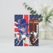 Engelse Gentleman Telefoon Booth Union jack vlag Briefkaart (Staand voorkant)