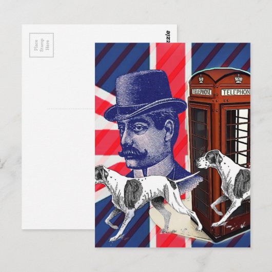 Engelse Gentleman Telefoon Booth Union jack vlag Briefkaart (Voorkant / Achterkant)