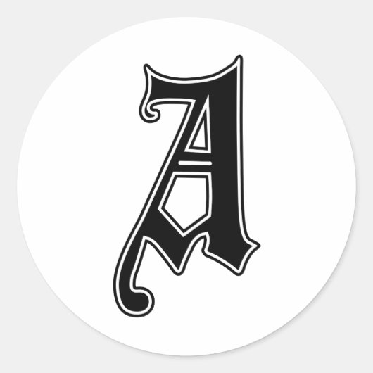 Engelse Gothic Monogram letter A Ronde Sticker (Voorkant)