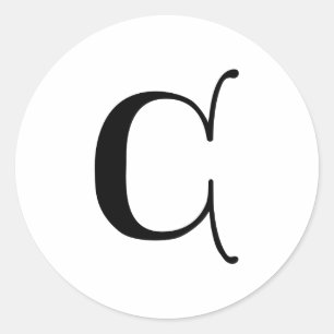 Engelse Gothic Monogram letter C Ronde Sticker