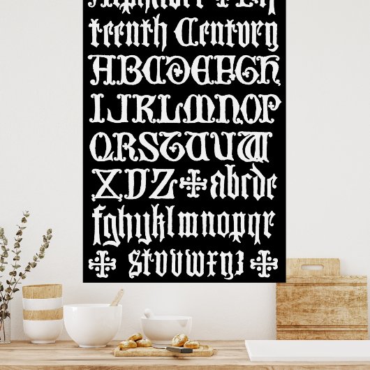 Engelse Gothische kalligrafie 15e eeuw Poster (Keuken)