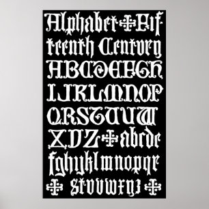Engelse Gothische kalligrafie 15e eeuw Poster