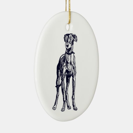 Engelse Greyhound Keramisch Ornament (Rechts)