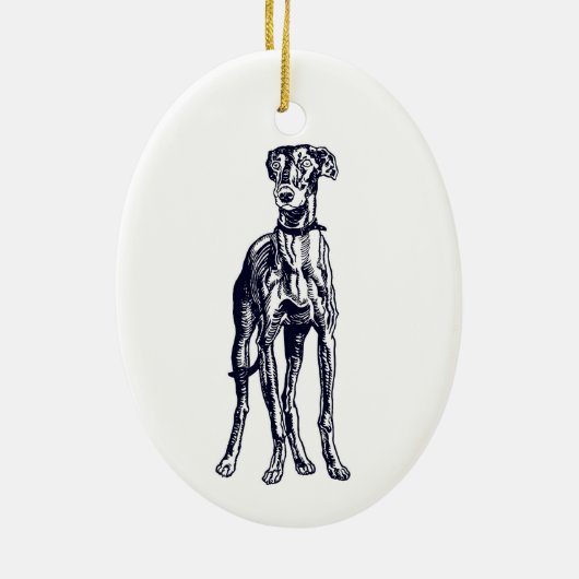 Engelse Greyhound Keramisch Ornament (Achterkant)
