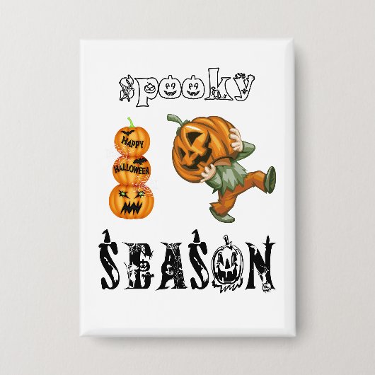 engelse griezelige seizoen Gelukkig Halloween Button (Voorkant)