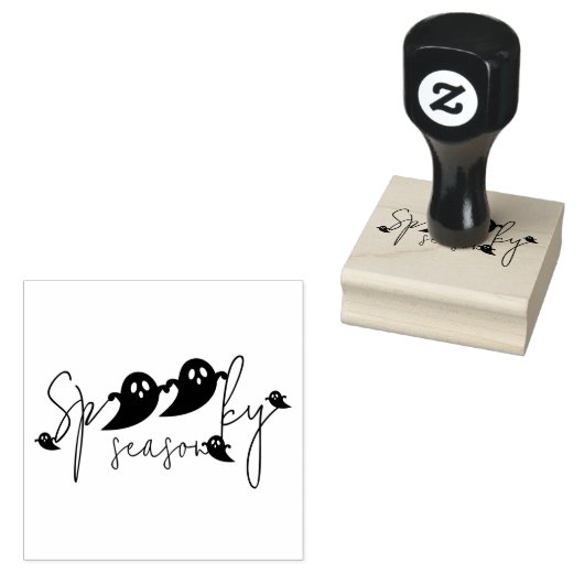 Engelse Halloween Geest Lettering Pret Rubberstempel (Gestempeld)