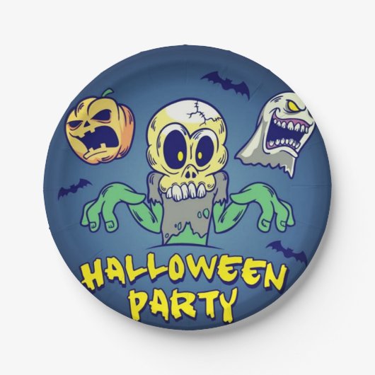 Engelse Halloweenfeest Papieren Bordje (Voorkant)