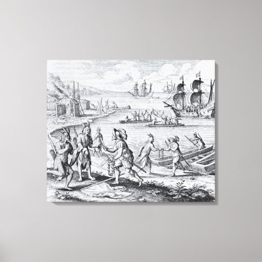 Engelse handel met Indiërs uit het Westen Canvas Afdruk (Voorkant)