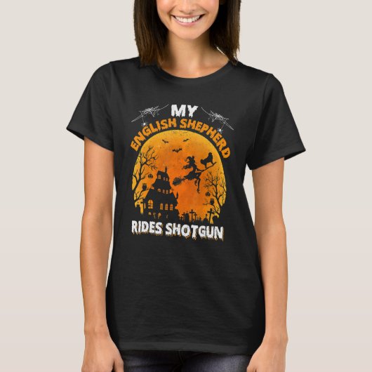 Engelse herder rijden shotgun Engelse herder hond T-shirt (Voorkant)