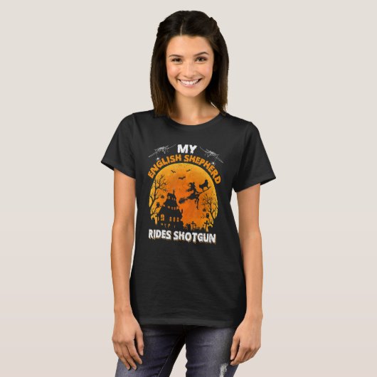 Engelse herder rijden shotgun Engelse herder hond T-shirt (Voorkant volledig)