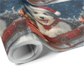 Engelse herdershond in Sledge Let It Snow Christma Cadeaupapier (Rol Hoek)