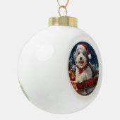Engelse herdershond in Sledge Let It Snow Christma Keramische Bal Ornament (Links)