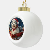 Engelse herdershond in Sledge Let It Snow Christma Keramische Bal Ornament (Rechts)