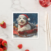 Engelse herdershond in Sledge Let It Snow Christma Servet (Insitu)