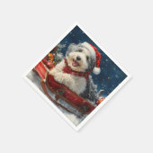 Engelse herdershond in Sledge Let It Snow Christma Servet (Hoek)