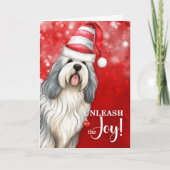 Engelse herdershond ontketent de kerstvreugde feestdagen kaart (Voorkant)