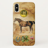 ENGELSE HORSE, HOEFIJZER, CLOVER Monogram Parchmen Case-Mate iPhone Case (Achterkant)
